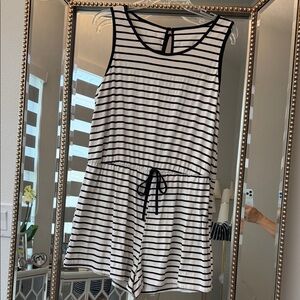 Elegant Black and White Striped Jumpsuit